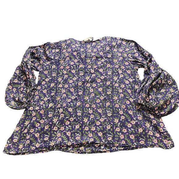 India Collection Emerson Fry Bardot Top in Iris Wildflower Blouse Shirt womens M - Picture 7 of 11